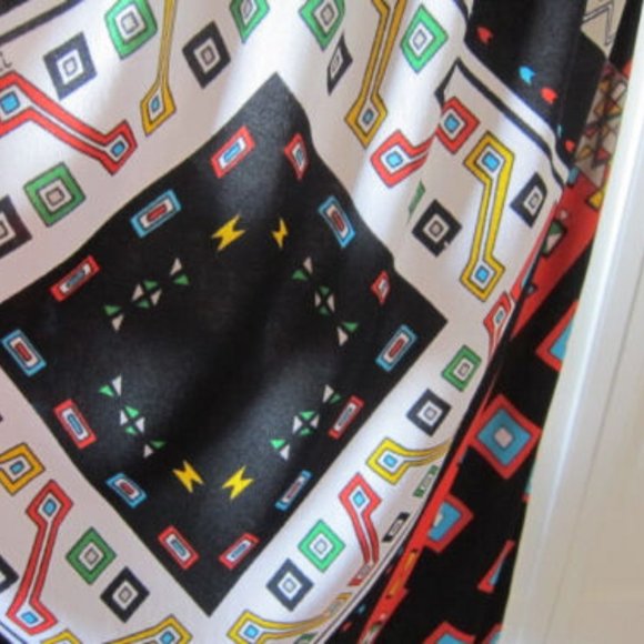 Vintage Oleg Cassini Native American Inspired Print Jersey Outfit - size 42 (10) - Picture 5 of 10